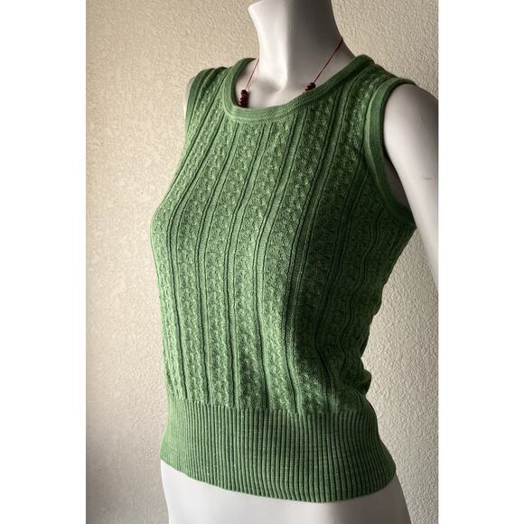 St. John Tops - St. John Sport Tank Top P Petite Grass Green Ribbed Wool Blend Knit
